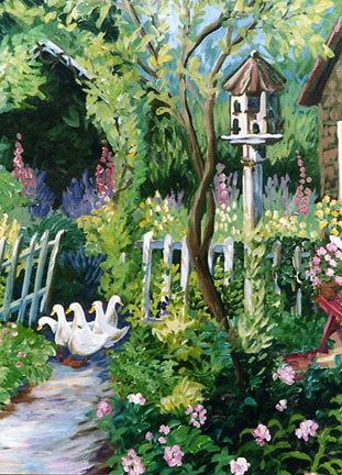 Ducks in Garden by Suzanne Etienne