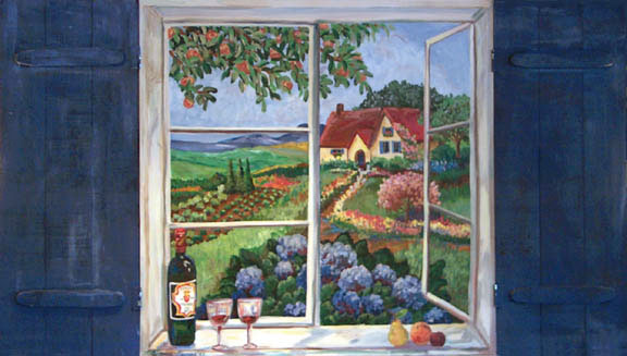 "Hydrangea Window" by Suzanne Etienne
