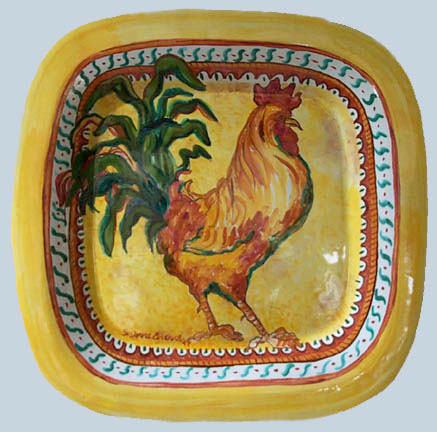 Rooster Plate by Suzanne Etienne
