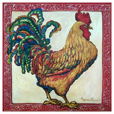 Red Toile Rooster
