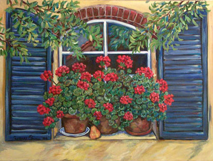Geranium Window by Suzanne Etienne