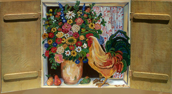 "Rooster Pear Window" by Suzanne Etienne